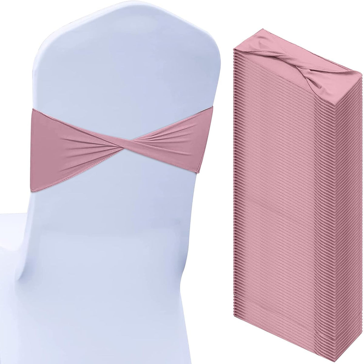 Kinlop 50 Pcs Spandex Chair Sashes Bows Chair Bands Slider Sashes for Covers Elastic Bands Ties