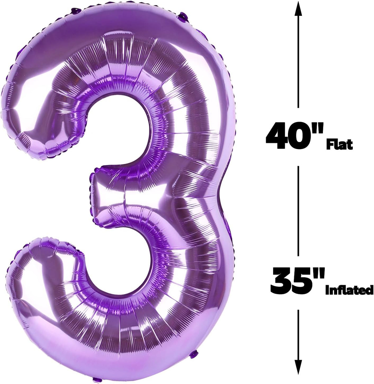 40 Inch Purple 3 Large Number Balloon, 3 13 23 30 33 36 38 Purple Birthday Party Decorations