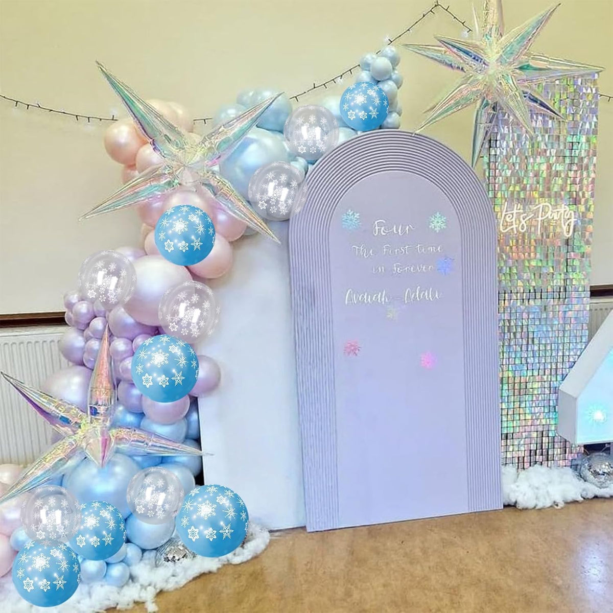 Pearl Purple and Blue Balloons 50pcs, Winter Wonderland Pearl Purple Blue White Iridescent Balloons
