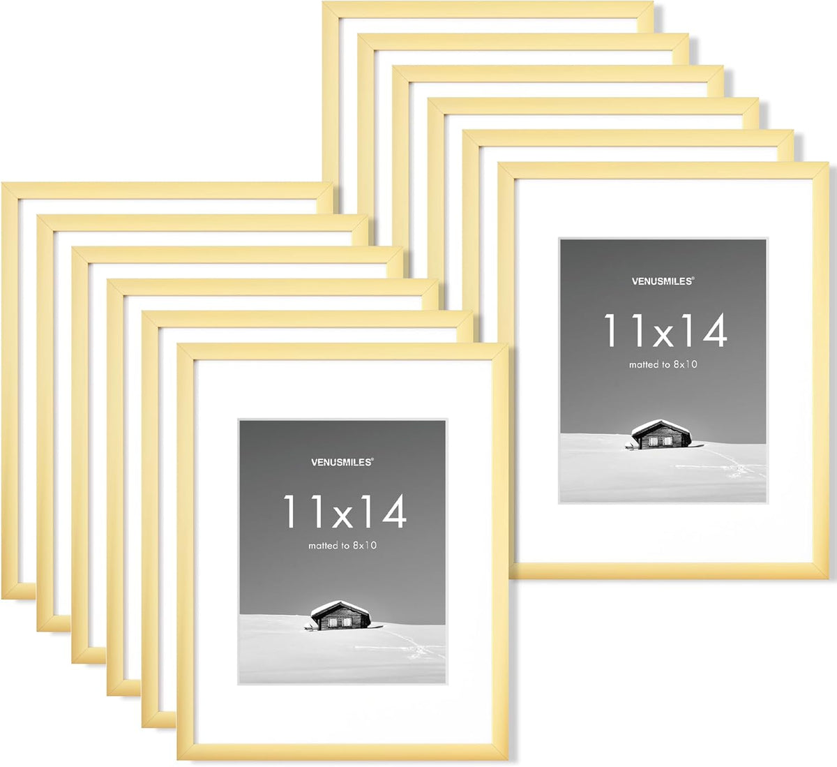 11x14 inch Picture Frame, 11x14 Photo Frames with 8x10 Removable Mat - High Definition Plexiglass