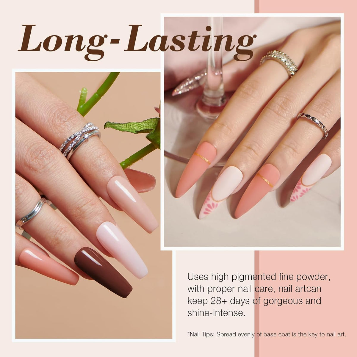 AZUREBEAUTY Dip Powder Nail Kit Starter, All Season Skin Tone Nude Brown 4 Colors Acrylic Dip