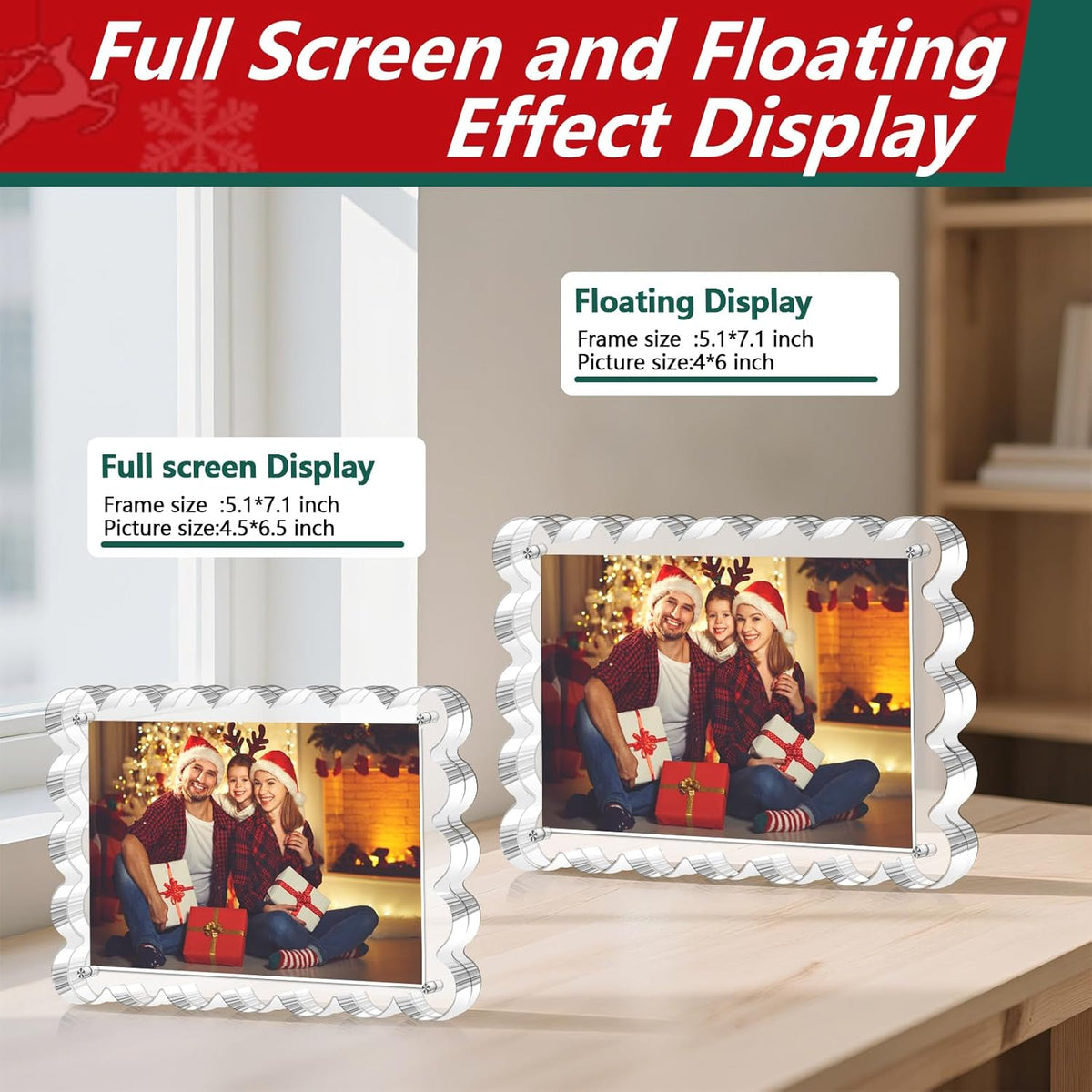 3 Pack Acrylic Picture Frame - 4x6 Magnetic Picture Frames, Double Sided Magnet Frames,10+10mm