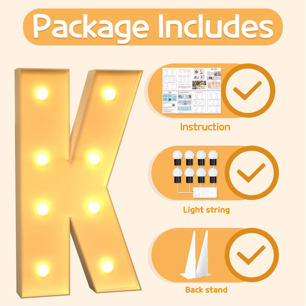 Marquee Letters 3 Feet Tall Large Light Up Letters K Happy Birthday Decorations Marry Me Engagement