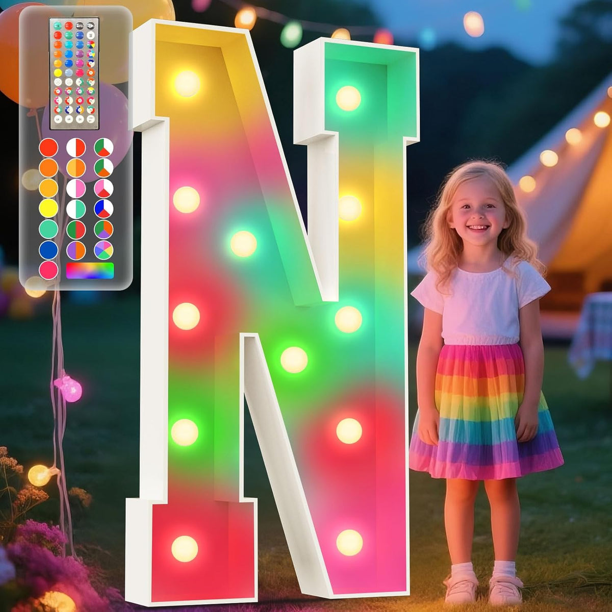 Ledido 4FT Marquee Light Up Letters, 34 Colors Changing Marquee Letter 4 Feet Tall with Remote, Big