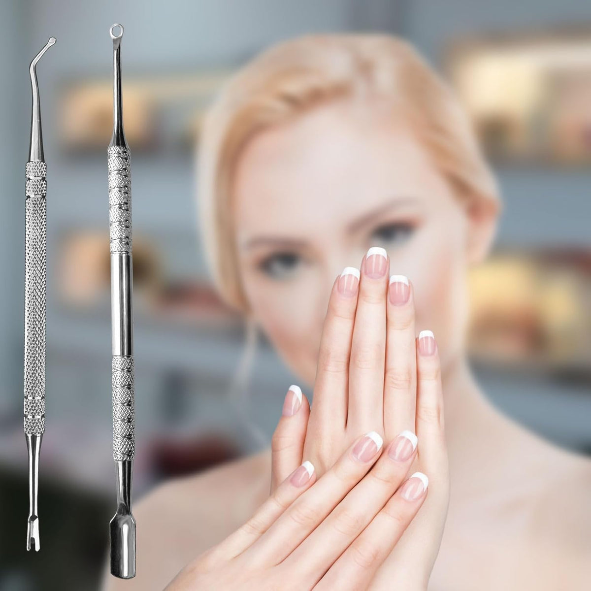 Premium Stainless Steel Manicure Tools 2-Piece Set, Upgrade Gel Nail Polish Remove Tool & Cuticle