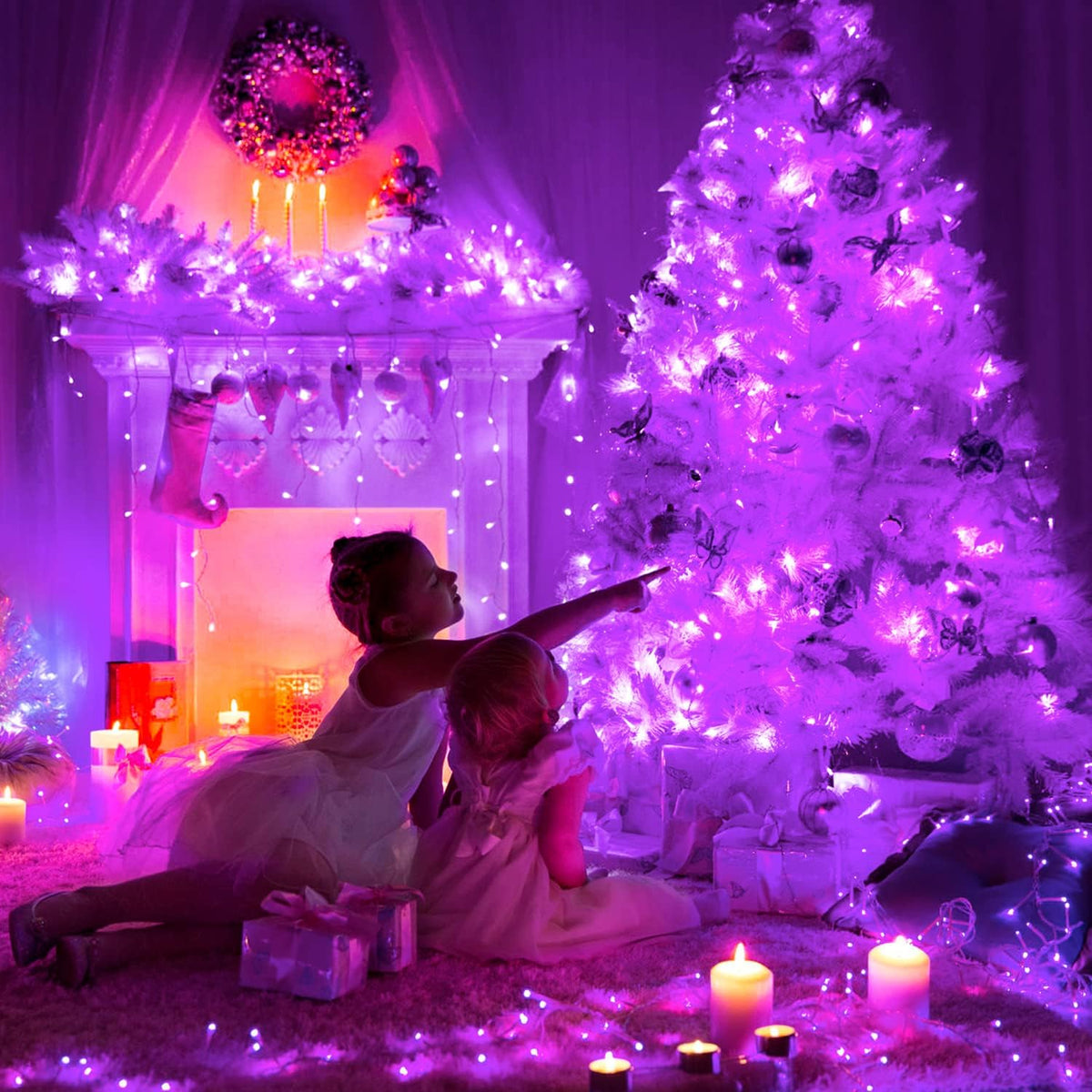 JMEXSUSS 600 LED Purple Halloween Lights Outdoor, 8 Modes Purple String Lights Indoor, 168ft LED