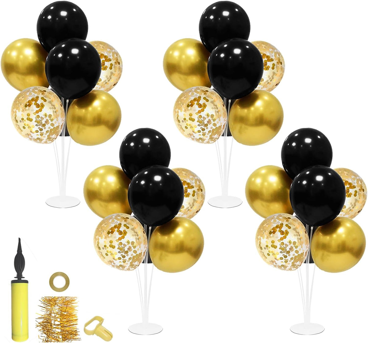 Black and Gold Party Decorations Balloon Stand Table Centerpieces for Birthday Wedding Retirement