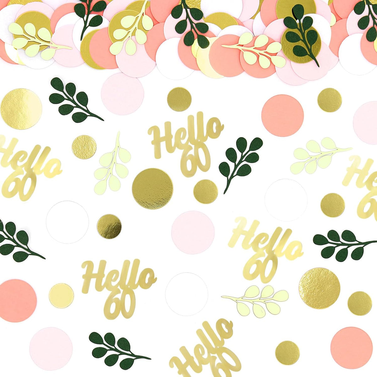 300PC 60TH Birthday Confetti for Table Pink and Sage Green Happy 60TH Birthday Decorations for