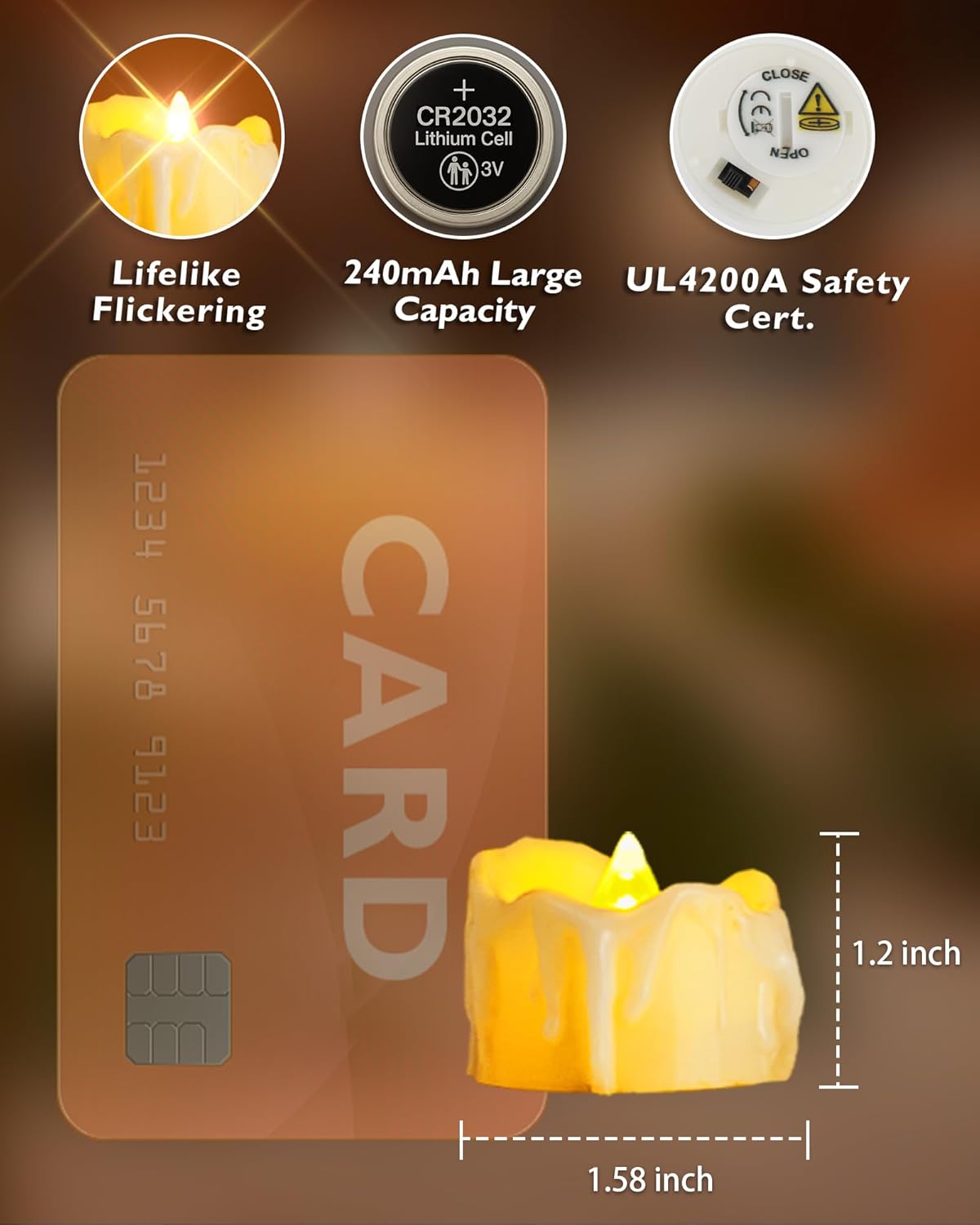 Homemory 12Pcs Timer Tea Lights, Flameless Flickering Auto Tea Lights Battery Operated, Auto-On 6