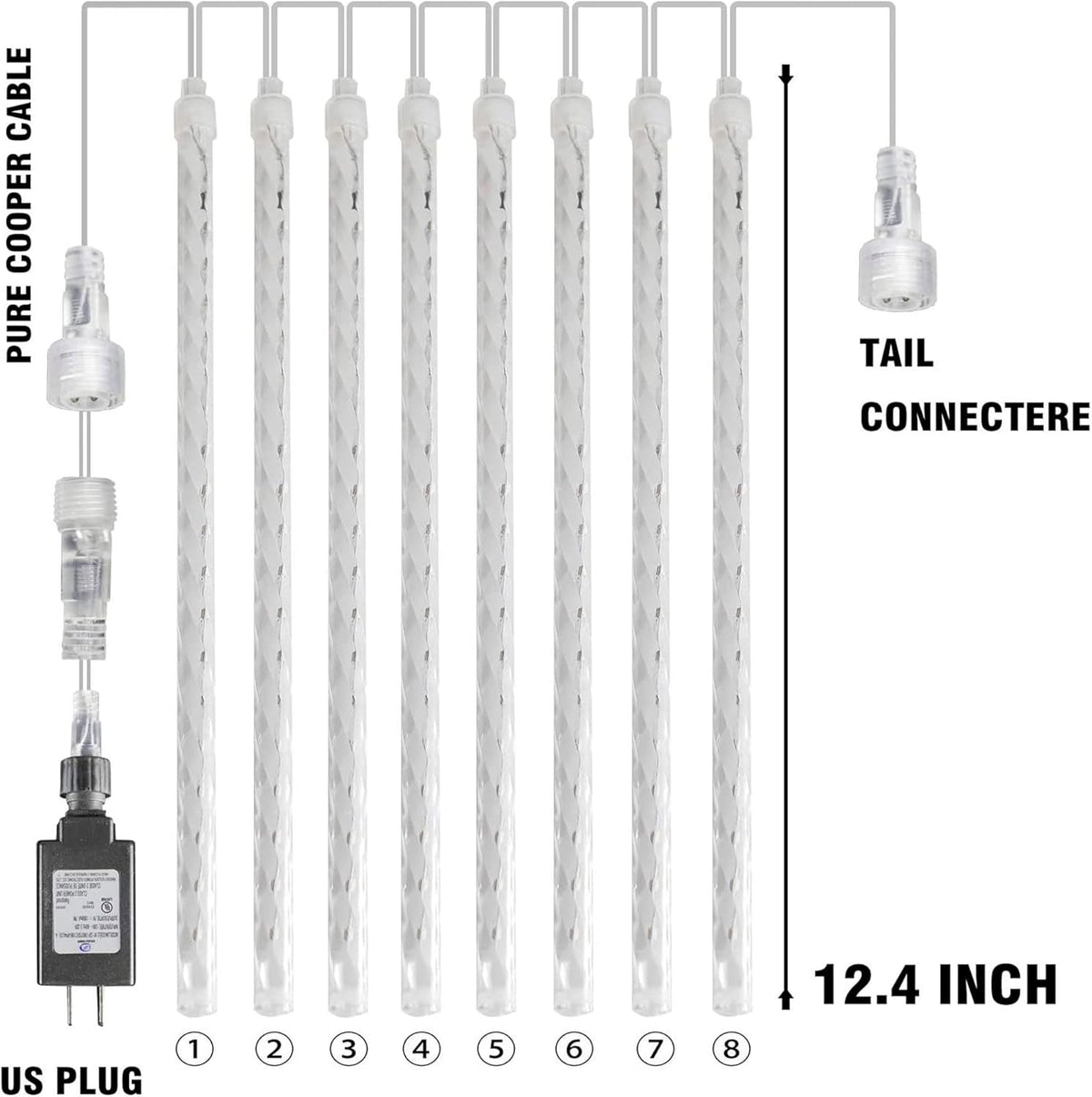 Dazzle Bright 4th of July Lights Decorations, 288LED Red Blue and White Meteor Shower Rain Lights