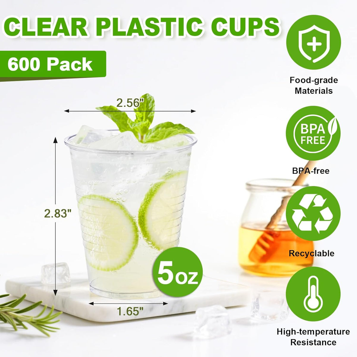 SIUQ 600 Pack 5 oz Clear Plastic Cups, Small Disposable Bathroom Mouthwash Cups, Hot/Cold Beverage