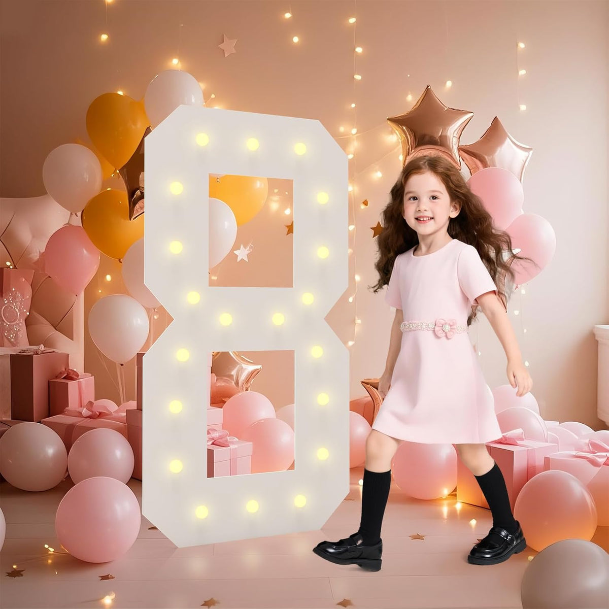 LOBOOM 4FT Light Up Numbers, Marquee Numbers 4 Feet Tall Giant Number 8 Mosaic Big Number Sign for