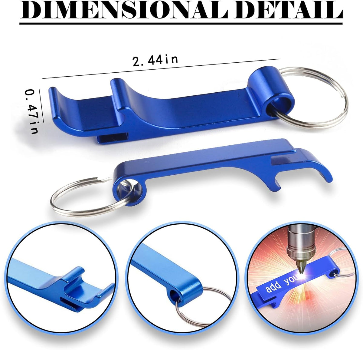 50pcs Personalized Bottle Opener Keychain Bulk Custom Engraved Text/Logo Keychains Customized Beer