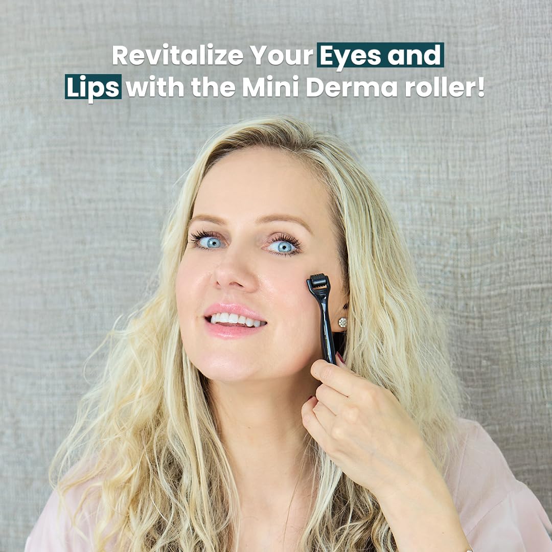 Gin Amber Beauty Mini Derma roller (0.25mm) - 48 Real Individual Needles, Microdermabrasion Device