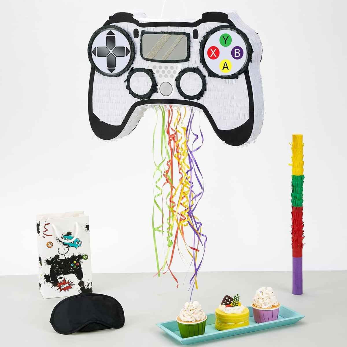 WERNNSAI Video Game Piñata - Game Controller Piñata Bundle with Blindfold and Bat for Boys Piñata