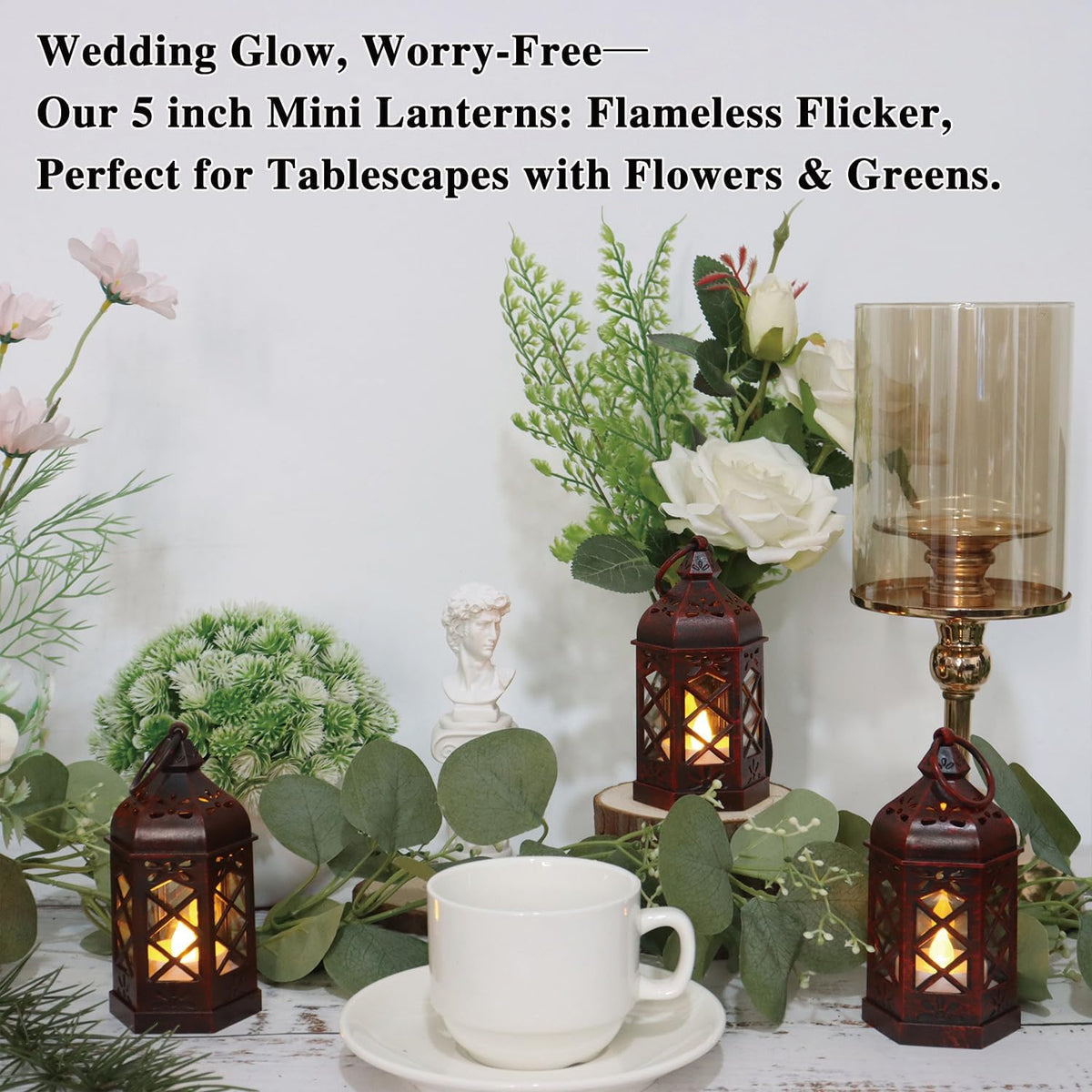LLQ 8Pack Mini Lantern Decorative for Halloween Christmas & Wedding, Small Vintage Moroccan Lantern