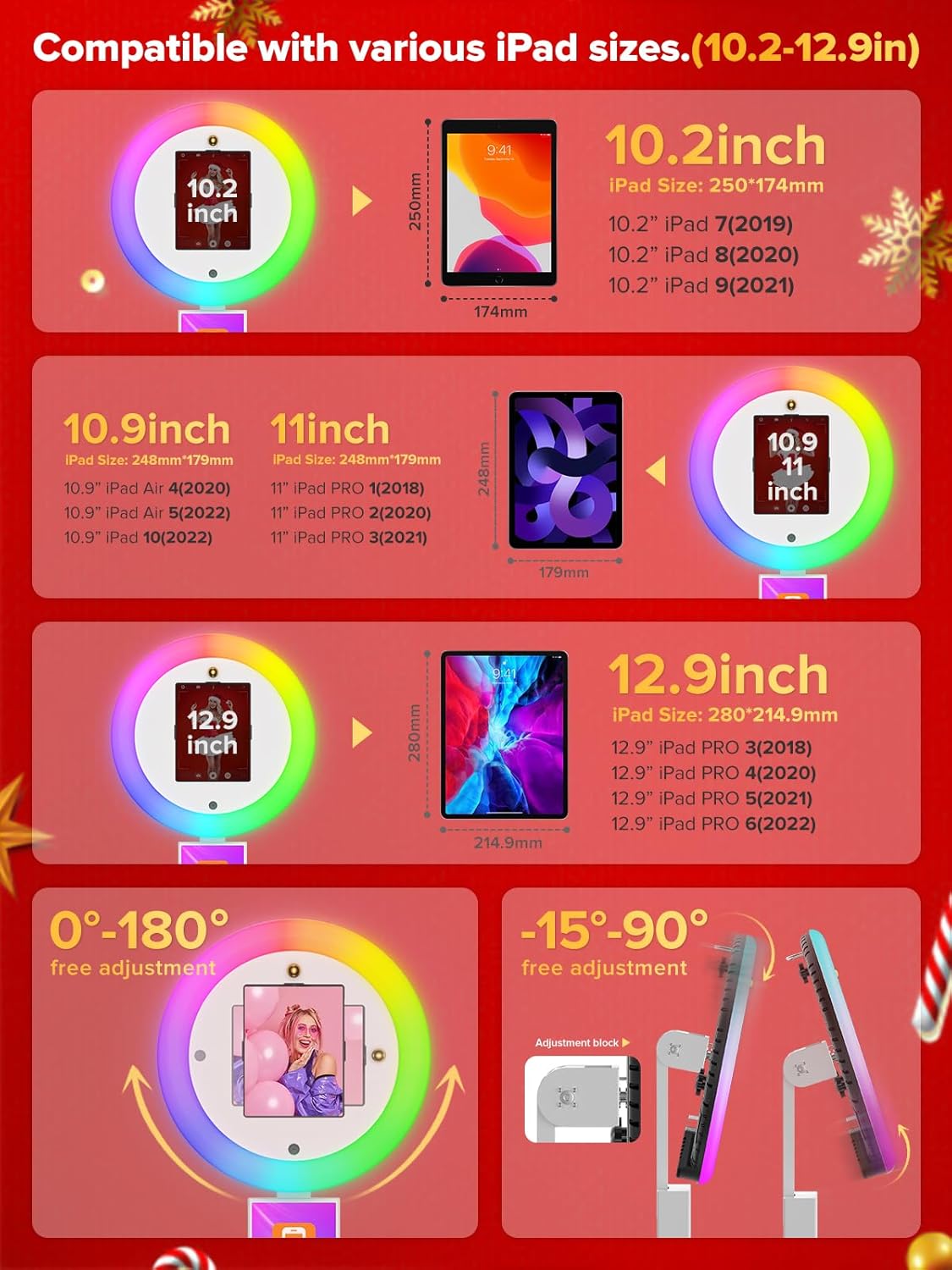 Portable Photo Booth,Selfie Photo Booth with RGB Ring Light Free Customizable Logo Photo Booth