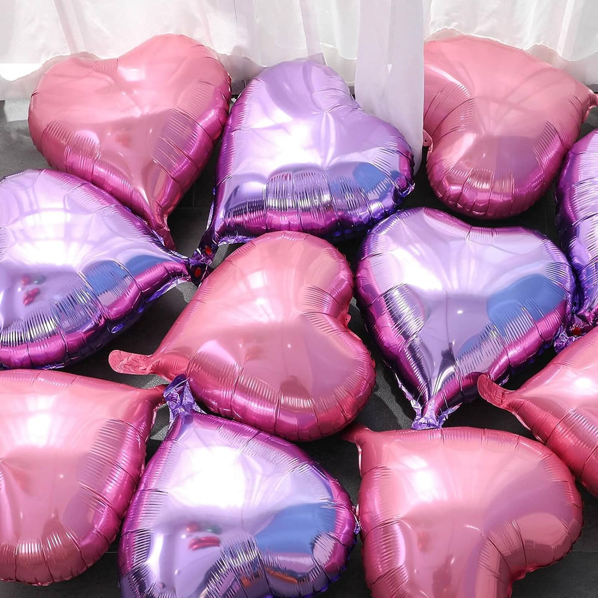 10pcs Pearl Purple Heart Balloons - 18 Inch Mylar Balloons for Baby Shower, Wedding, Valentine's
