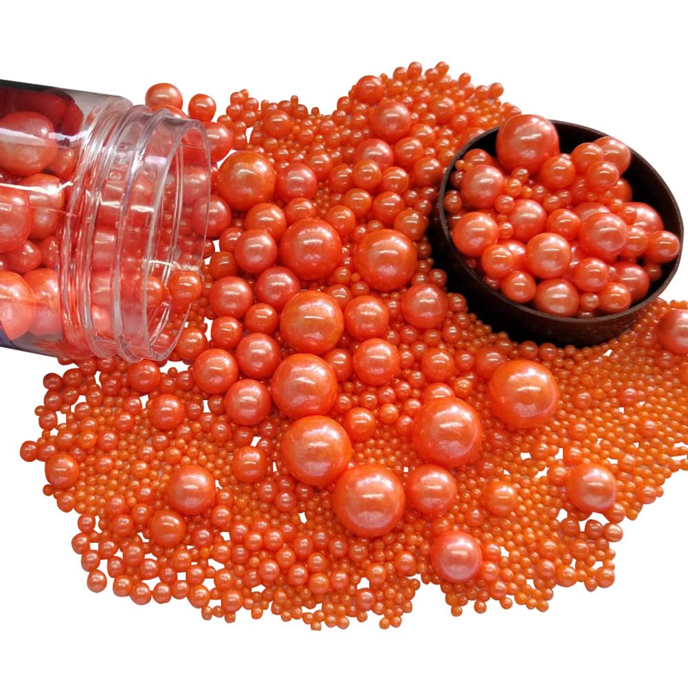 Edible Orange Sugar Pearls Candy Sprinkles 120G/ 4.23Ounce Baking Cake Sprinkles Cupcake and Cake