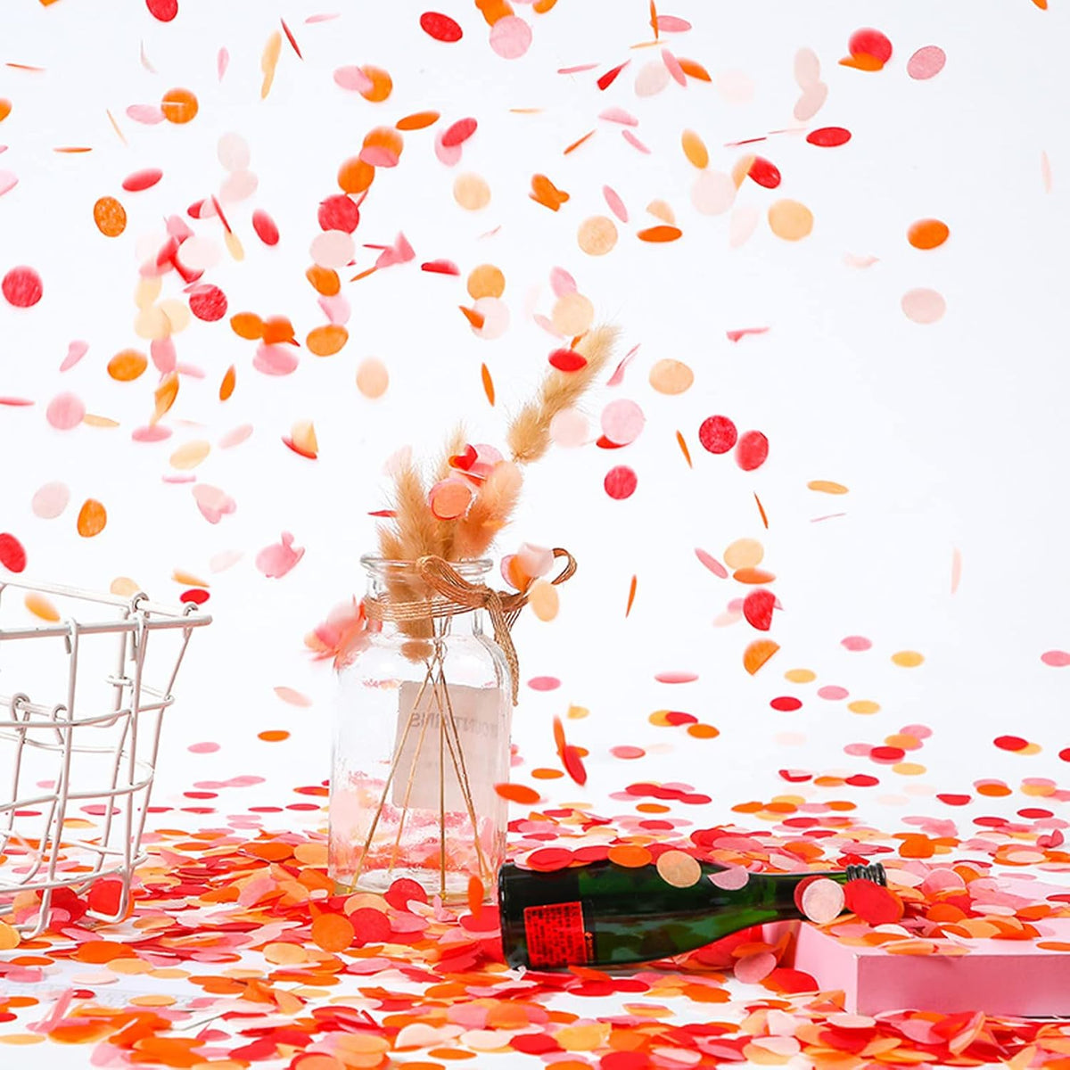 RYKOMO 10000 Pieces 1 Inch Round Tissue Paper Confetti, 3.5oz Multicolor Table Confetti Paper for