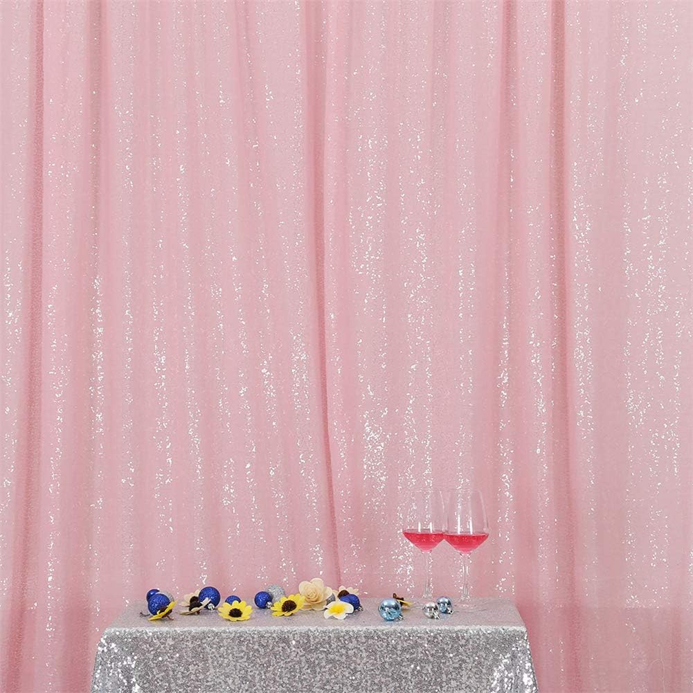 Eternal Beauty Pink Sequin Backdrop, 10x10 Ft Glitter Background Curtains for Shimmer Photography