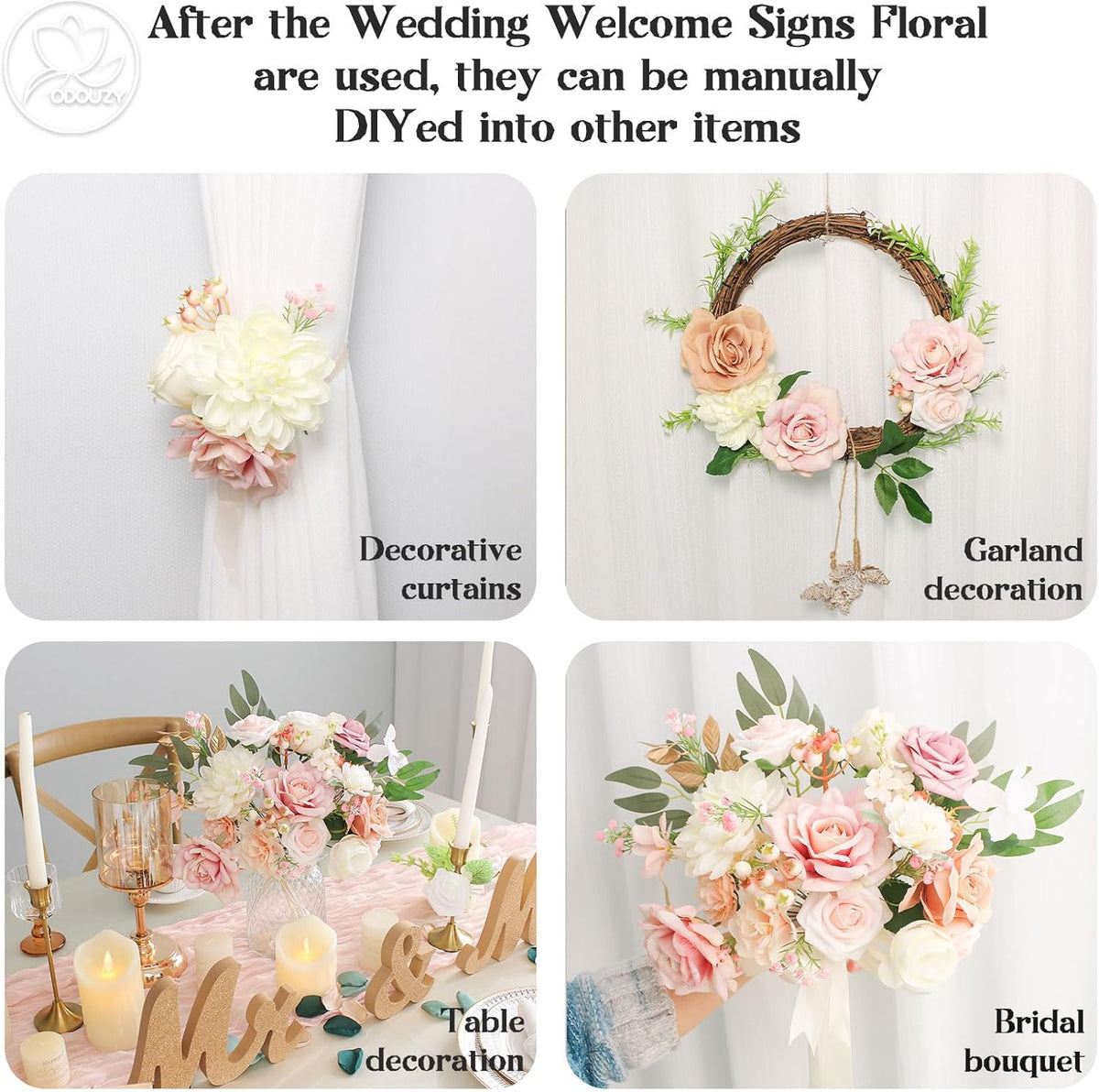 Wedding Arch Flowers Kit,Artificial Flower Arch Decor (Set of 3),2pcs Artificial Flower Arrangement