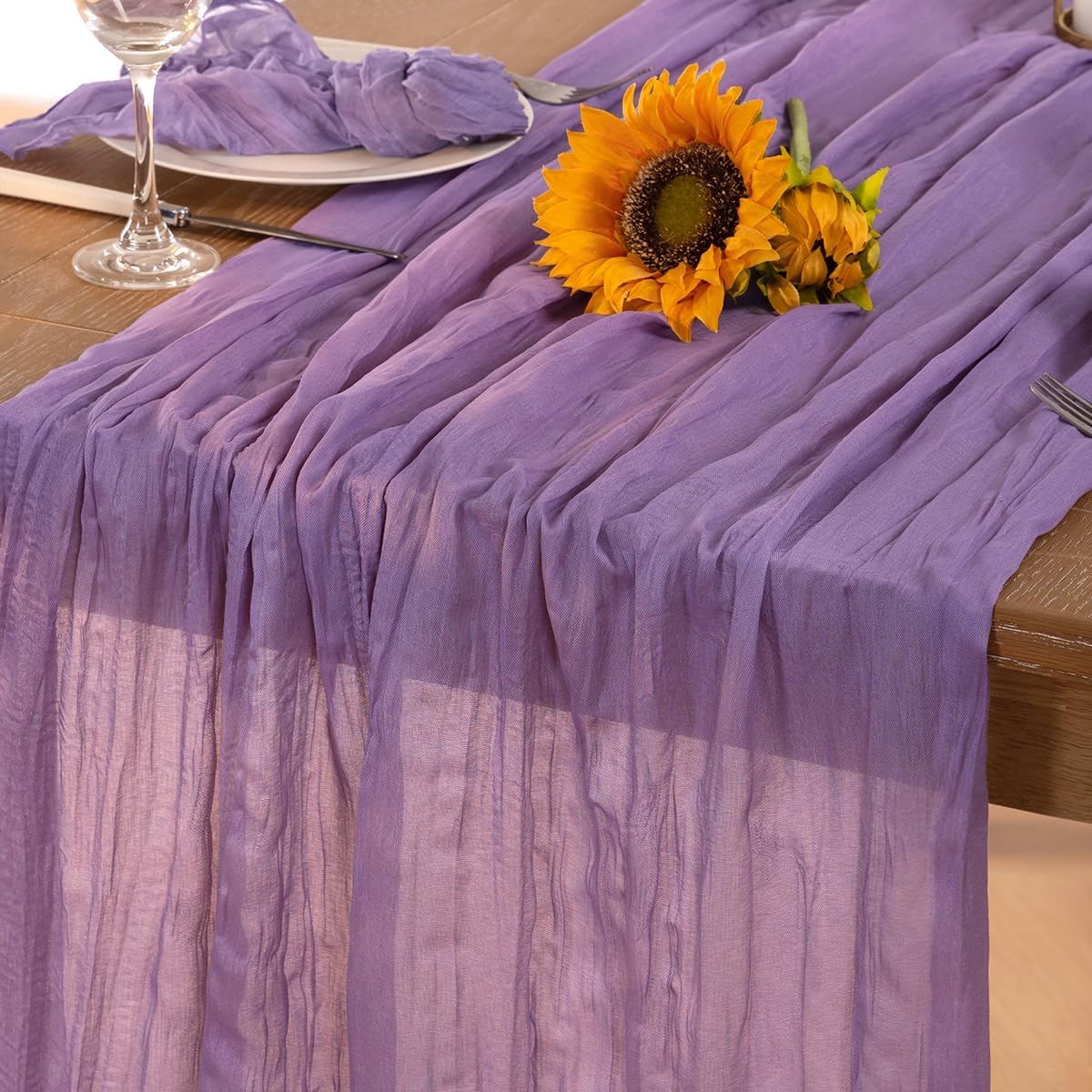 Lavender Purple Cheesecloth Table Runner Fall Table Runner Boho Gauze 120 Inches Cheese Cloth Fall