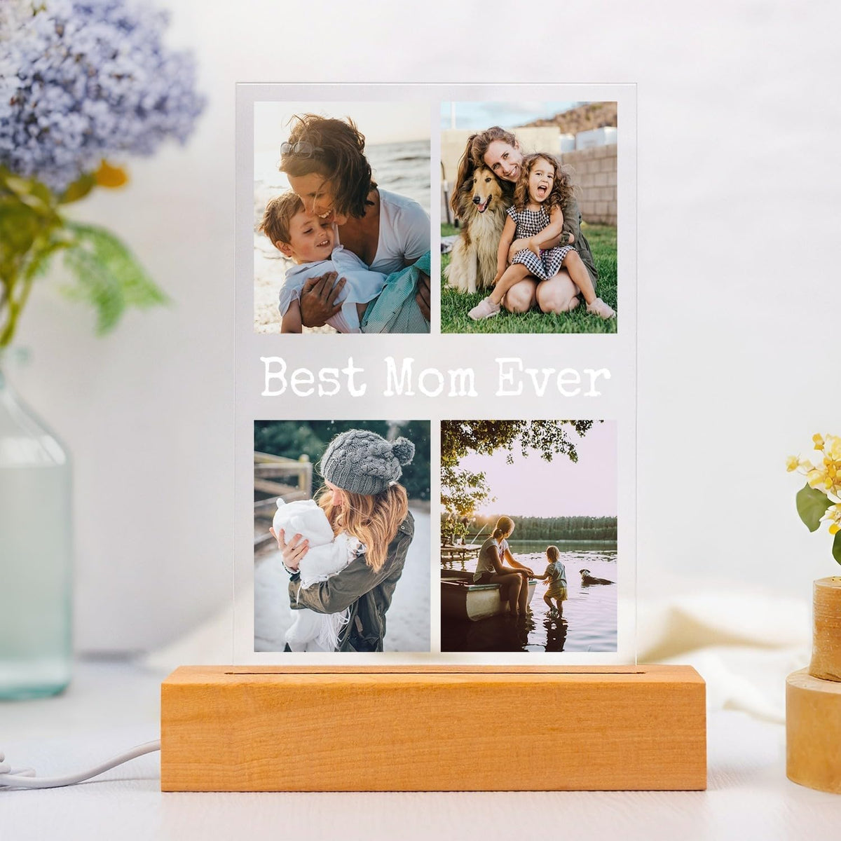 Custom Picture Frames with Photo, Personalized Photo Frame with Night Light, Customized Picture