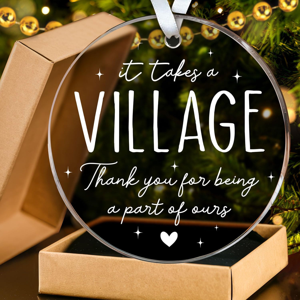 HEXMOZ Thank You Gifts for Women, Men - It Takes a Village Ornament - Teacher Ornament