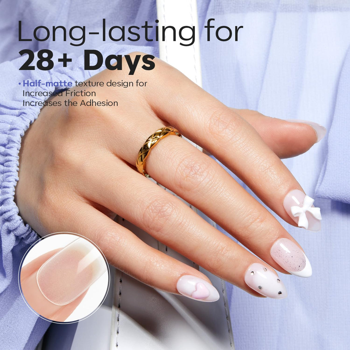 Modelones Short Almond Fake Nail Tips - 510Pcs Gel Tips Pre-shaped Half Matte Full Cover Clear