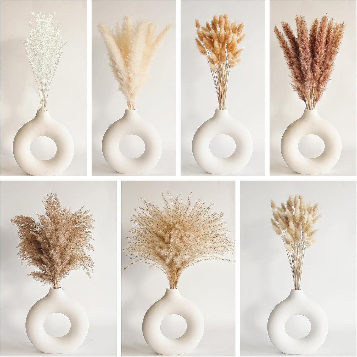 Dried Pampas Grass Decor, 128PCS Pampas Grass with Bunny Tails Dried Flowers, Reed Grass Bouquet
