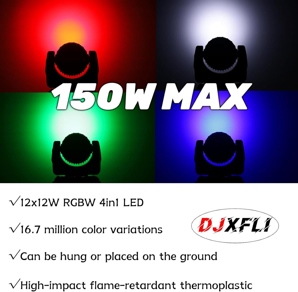 Moving Head Light Beam Wash 12x12W LED Stage Lighting RGBW 4in1 Professional DMX 512 Strobe Effect
