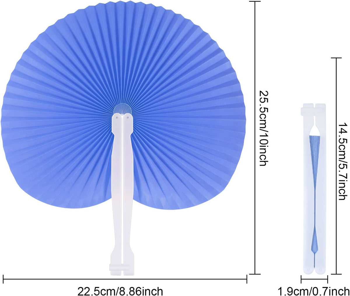 Pangda 24 Pack Folding Fans Round Paper Fans Assortment with Plastic Handle for Wedding Favor Party