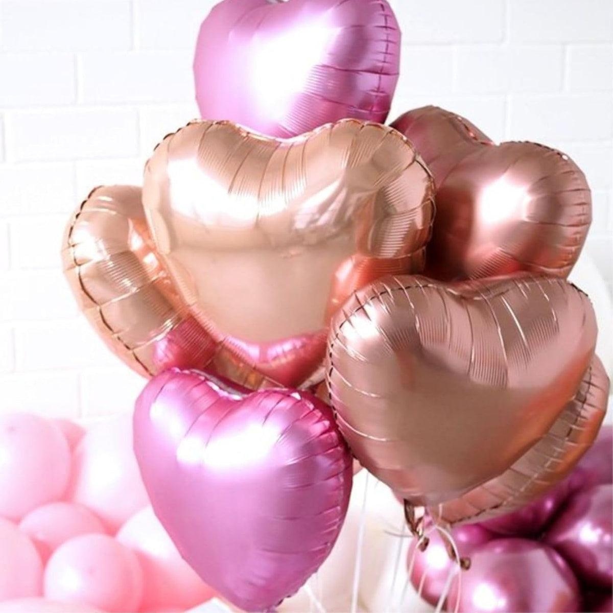 12 Pcs Heart Balloons, 18 inch Rose Gold Heart Shaped Balloons, Big Foil Helium Balloon, Love