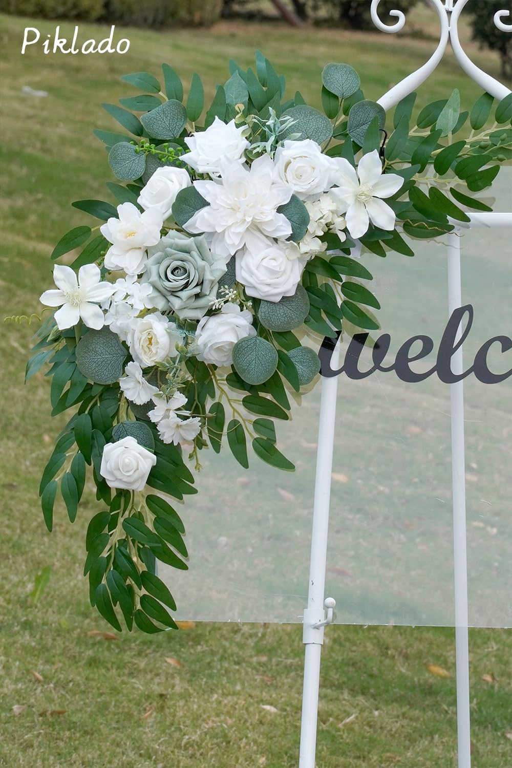 Faux Flower Swag Set of 2 for Wedding Welcome Signs Floral Swag Wedding Reception Ceremony Signs