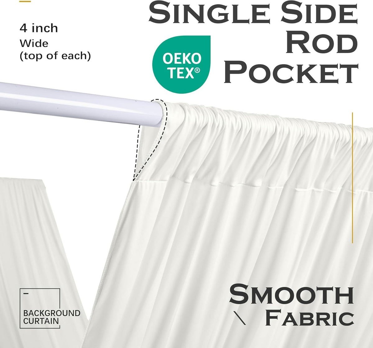 PartyVillage 20ftx40ft Ivory Ceiling Curtain for Wedding Parties – 4 Panels Wrinkle-Free 40 FT Long