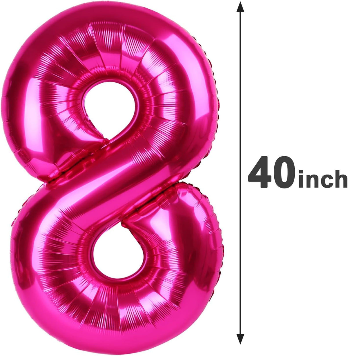 Hot Pink Foil Number 8 Balloon 40 Inch, Helium Mylar Eight Number 8 18 28 38 48 58 80 88 Birthday