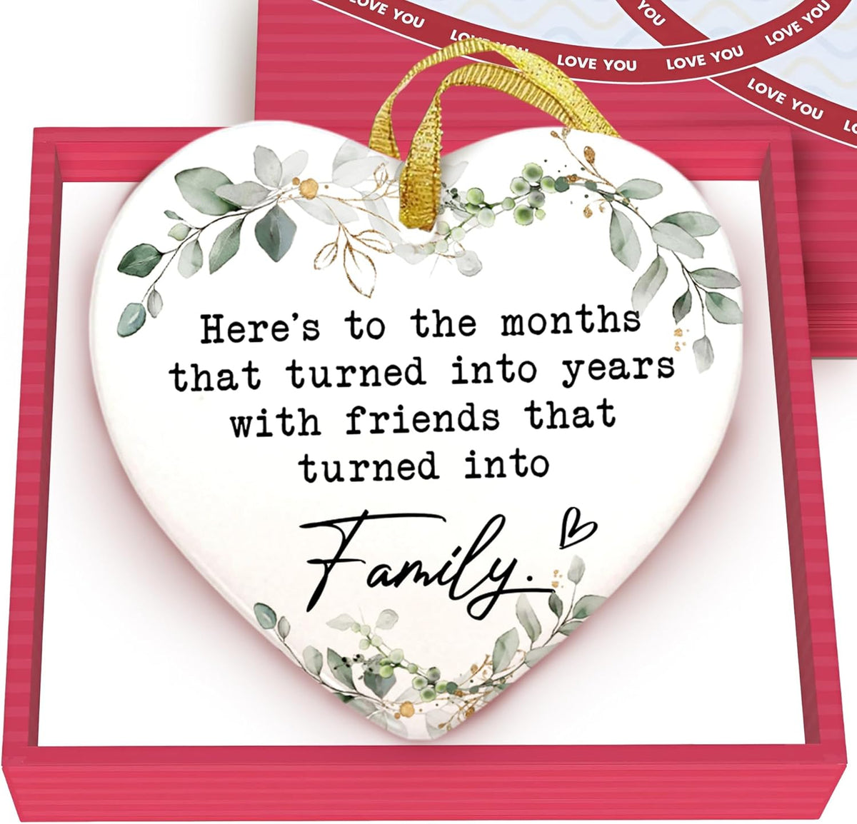 GOSSBY Friendship Ornament for Women for Friend - Friends That Turned into Family - Heart-Shaped