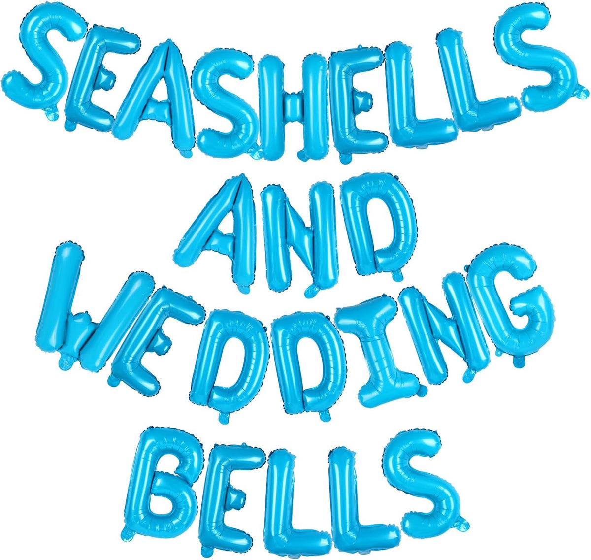 Seashells and Wedding Bells Balloon Banner Bachelorette Party Decorations Blue Alphabet Letter Foil