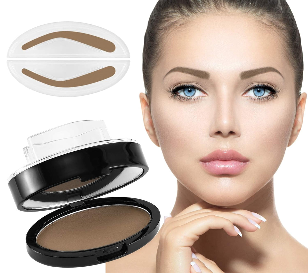 Boobeen Eyebrow Seal Stamp Powder - Waterproof 3 Seconds Eye Make Up Nature Coloring Kit - Creates