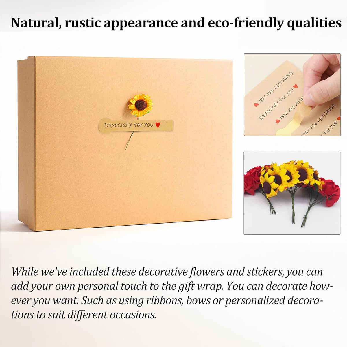 Giftilious Gift Boxes with Lids for Presents, Set of 6 Empty Gift Boxes, Natural and Rustic Kraft