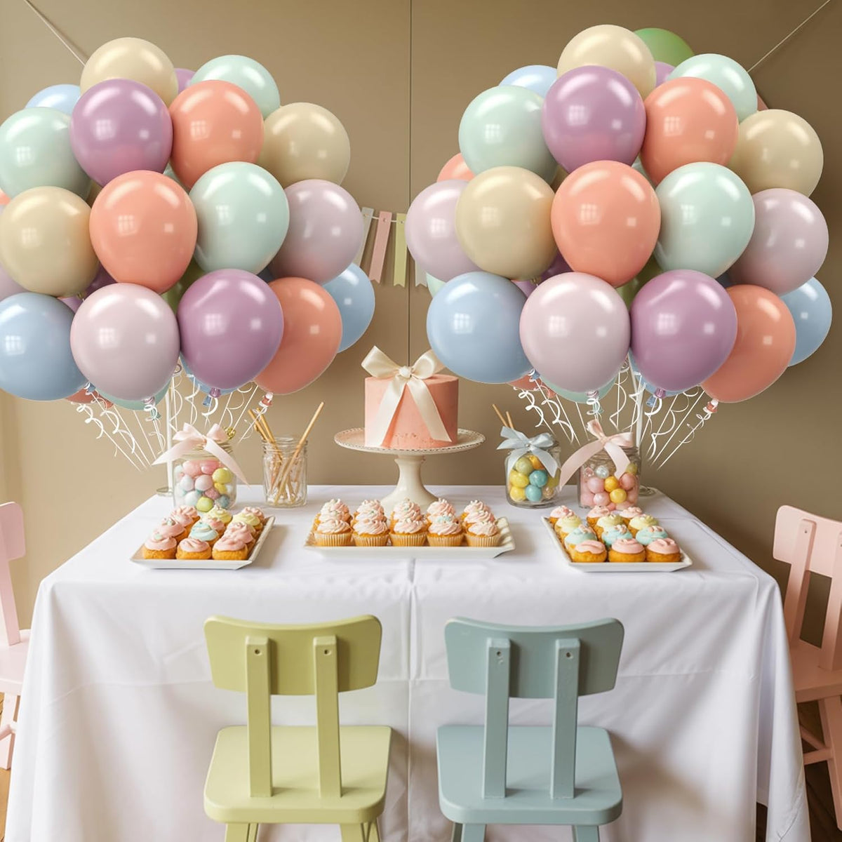 Pastel Retro Balloons, 12 Inch 6 Color Blue Purple Green Pink Beige Latex Party Balloon for