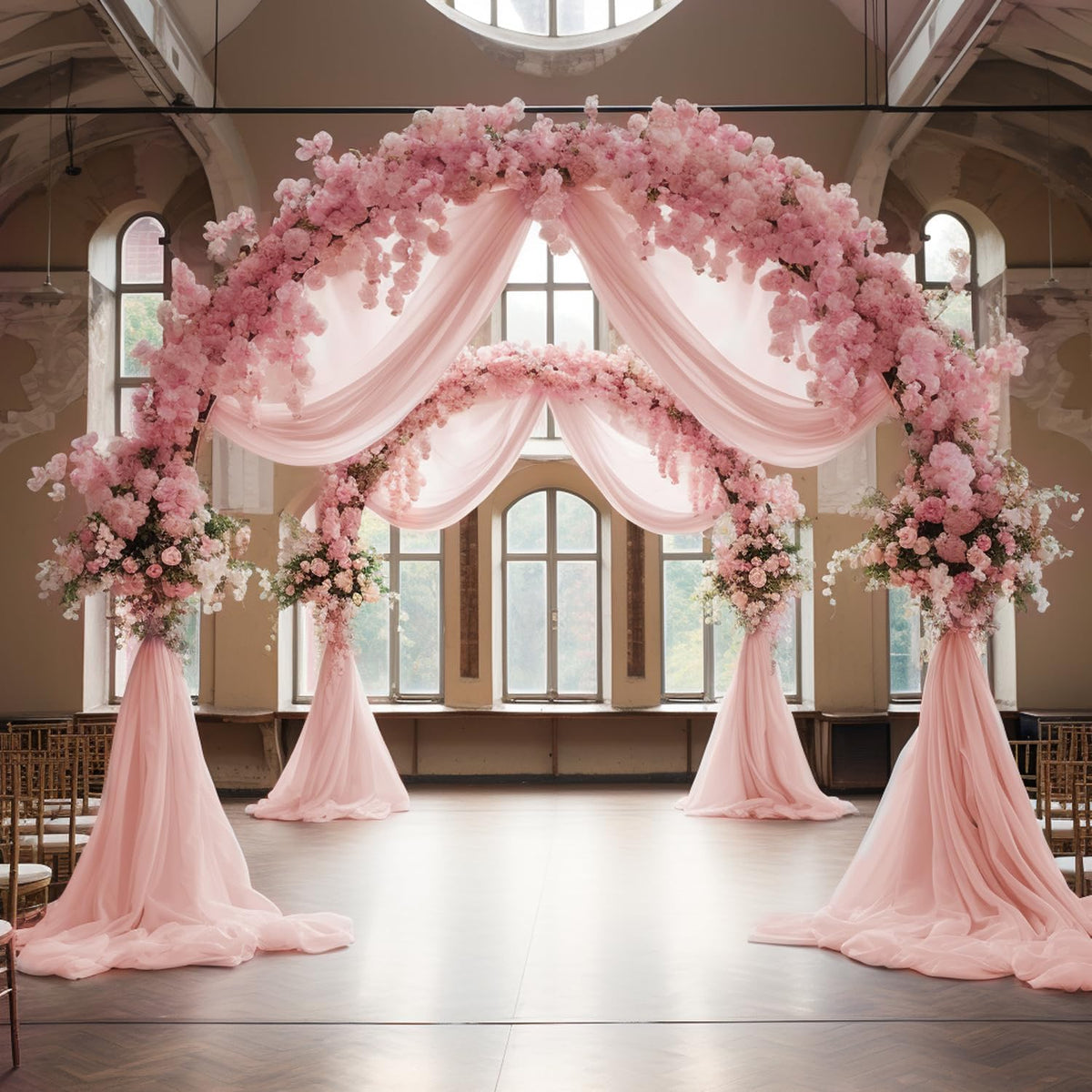 Wokceer Wedding Arch Draping Fabric 6 Panels 28.7" x 20FT Blush Drapes Sheer Fabric Backdrop Arch