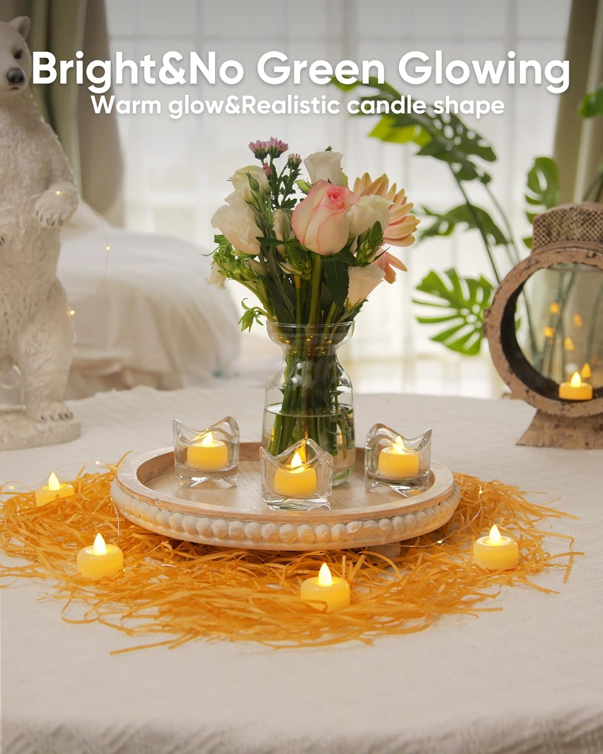 Amagic 24 Pack Flameless LED Tea Lights Candles Battery Operated, Electric Fake Tealight Candles