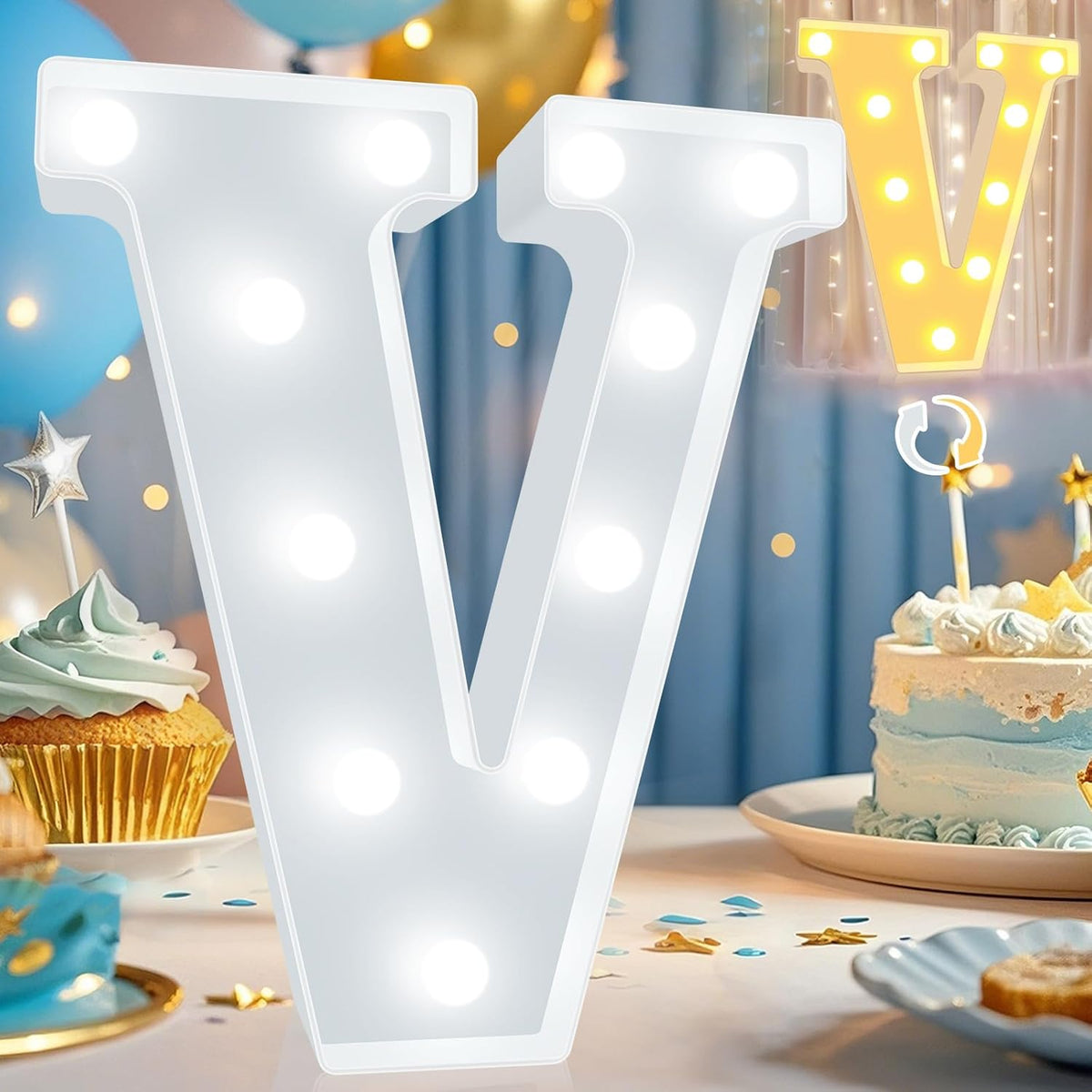 Pooqla LED Marquee Letter Lights, Warm White and Cool White Decorative Lighted Letters, Light Up