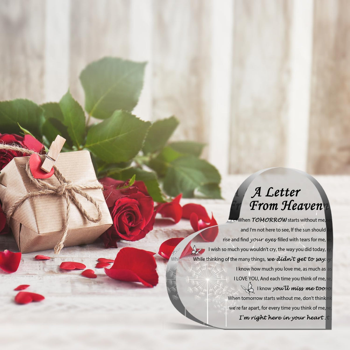 Sympathy Gifts - A Letter from Heaven- Memorial Gift for Loss of Mother Father Husband Son, Acrylic
