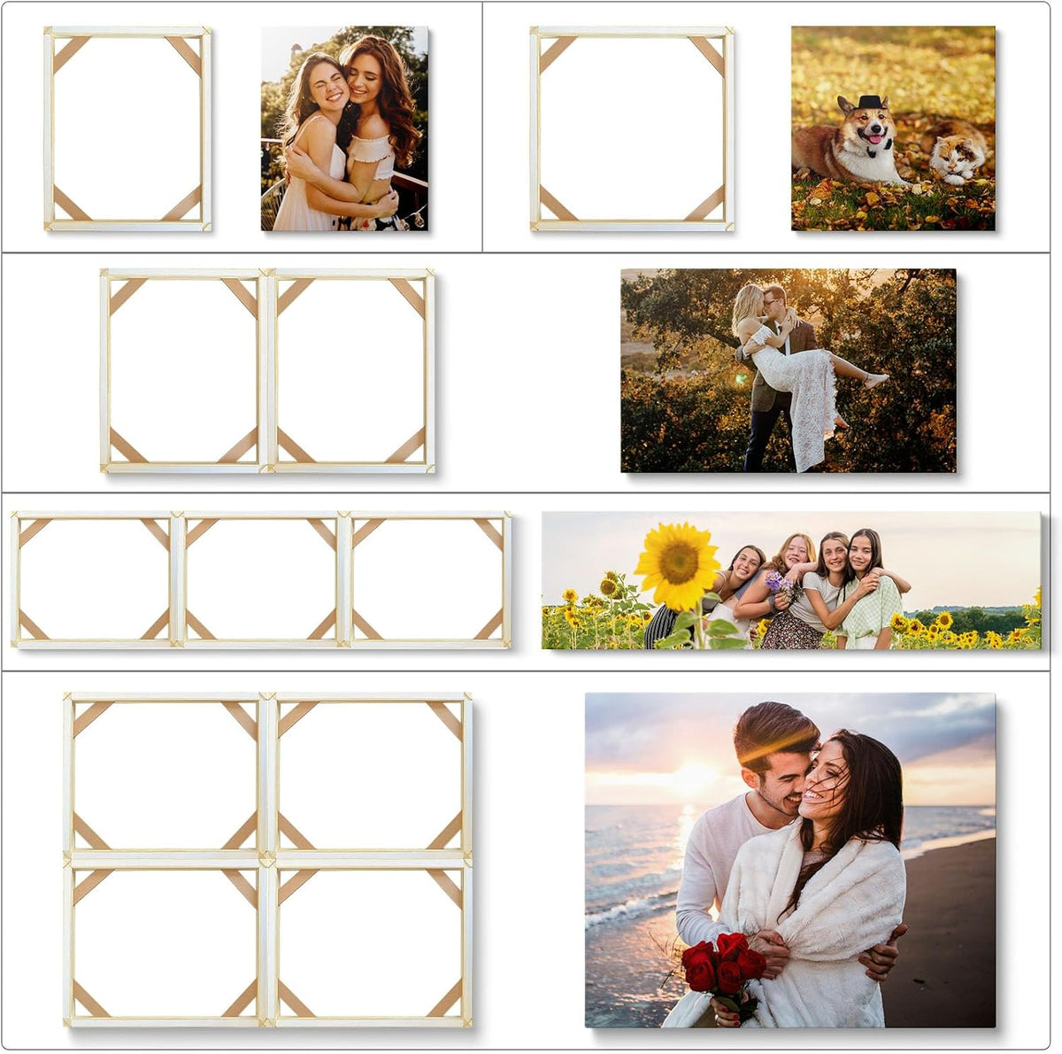 4pcs DIY Wooden Canvas Stretcher Bars Canvas Frame Kit for Gallery Wraps ??Sturdy Solid Wood Bars