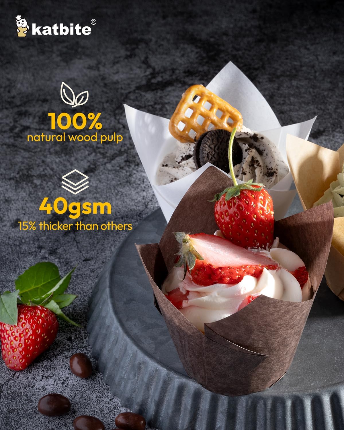 Katbite Tulip Cupcake Liners Holders 200PCS, Muffin Baking Cups, Cupcake Wrapper for Party