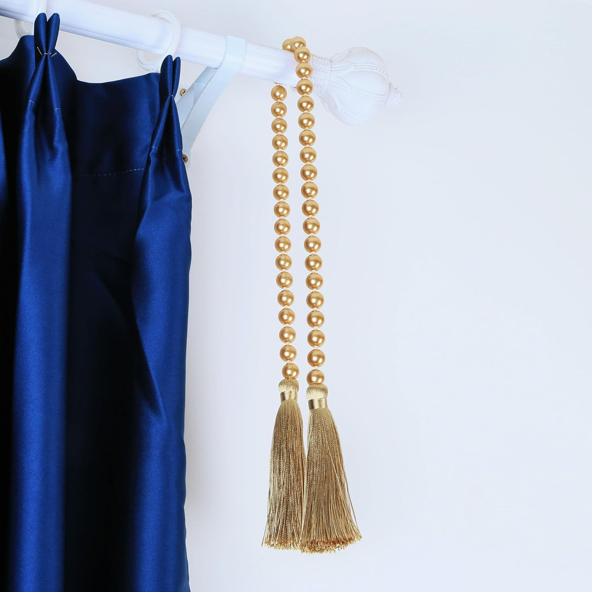 Fenghuangwu 34 Inch Pearl Glass Bead Garland with Tassels - Elegant Boho Table Decor, Fringe Wall