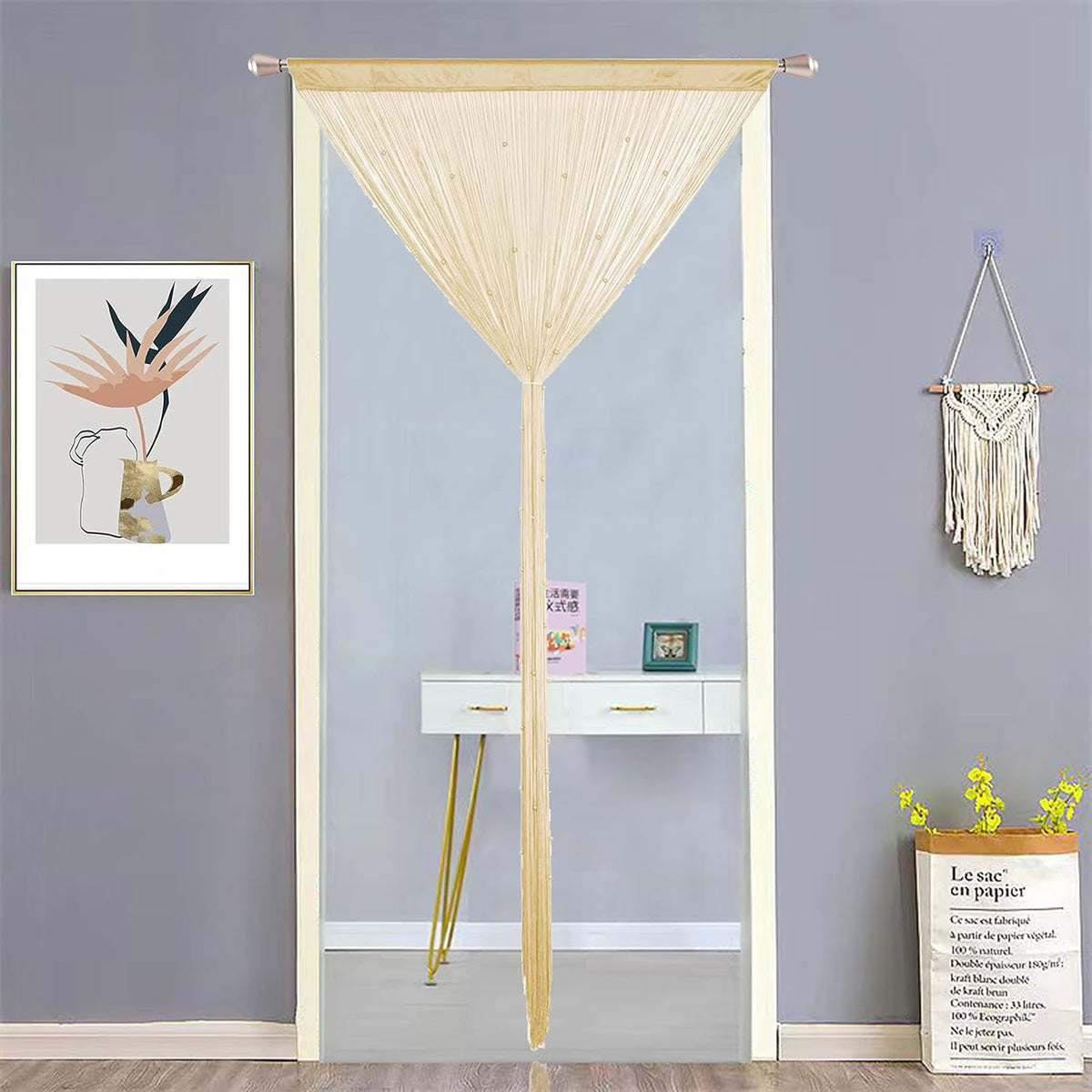 Beaded Curtain Beads Door String Curtains Ideal for Living Room Decor Wall Hanging Fringe Doorway